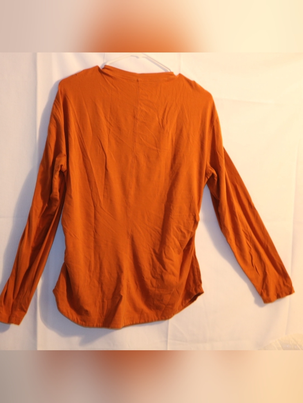 Athleta Foliage Orange Outbound Fitted V-Neck Long Sleeve Top Size Large - Picture 5 of 9